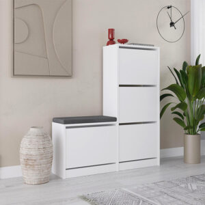 Παπουτσοθήκη Dude Megapap χρώμα λευκό 104,8x26x118,5εκ.