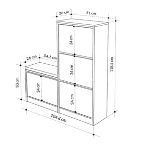 Παπουτσοθήκη Dude Megapap χρώμα sapphire oak 104,8x26x118,5εκ.