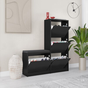 Παπουτσοθήκη Dude Megapap χρώμα μαύρο 104,8x26x118,5εκ.