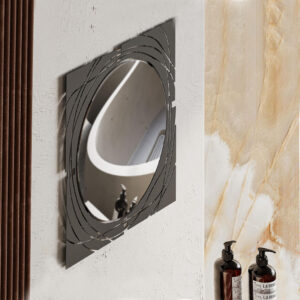 Καθρέπτης τοίχου Hulla Megapap από μέταλλο χρώμα μαύρο 55,6x2x55,6εκ.