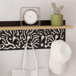 Κρεμάστρα τοίχου Novo Megapap από μέταλλο - μελαμίνη χρώμα sapphire oak - μαύρο 80x12,2x20εκ.