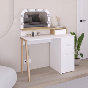 Τουαλέτα με καθρέπτη Avien Megapap με LED χρώμα λευκό - sapphire oak 105x51,1x131εκ.