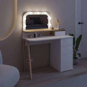 Τουαλέτα με καθρέπτη Avien Megapap με LED χρώμα λευκό - sapphire oak 105x51,1x131εκ.