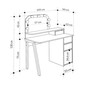 Τουαλέτα με καθρέπτη Avien Megapap με LED χρώμα λευκό - sapphire oak 105x51,1x131εκ.