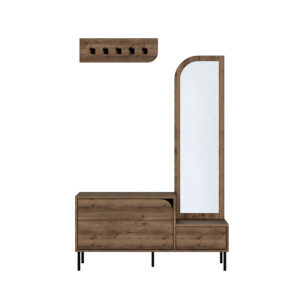 Έπιπλο εισόδου Mila Megapap με κρεμάστρα χρώμα ανοιχτό καρυδί 120x37x171,6εκ.