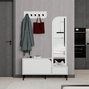 Έπιπλο εισόδου Mila Megapap με κρεμάστρα χρώμα λευκό 120x37x171,6εκ.