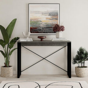 Κονσόλα Archie Megapap χρώμα γκρι ρετρό - μαύρο 110x35x75εκ.