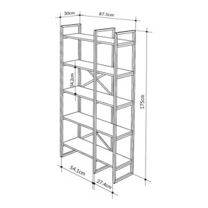 Βιβλιοθήκη Dusan Megapap χρώμα sepet oak 87,5x30x175εκ.