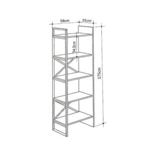 Βιβλιοθήκη Detroit Megapap χρώμα sapphire oak - silky black 58x35,2x175εκ.