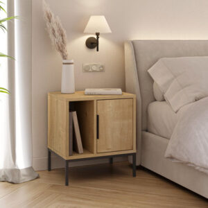 Κομοδίνο Glynn Megapap χρώμα saphhire oak 45x35x50εκ.