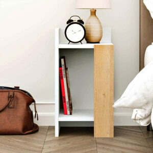 Κομοδίνο Elos Megapap χρώμα λευκό - saphhire oak 30x31,7x55εκ.