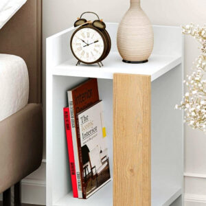 Κομοδίνο Elos Megapap χρώμα λευκό - saphhire oak 30x31,7x55εκ.