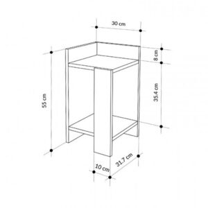 Κομοδίνο Elos Megapap χρώμα λευκό - saphhire oak 30x31,7x55εκ.