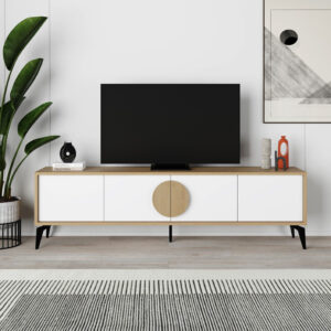 Έπιπλο τηλεόρασης Gora Megapap χρώμα sapphire oak - λευκό 180x35,6x51εκ.