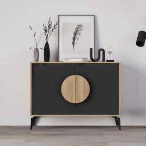 Μπουφές Gora Megapap χρώμα sapphire oak - silky black 110x40x82εκ.