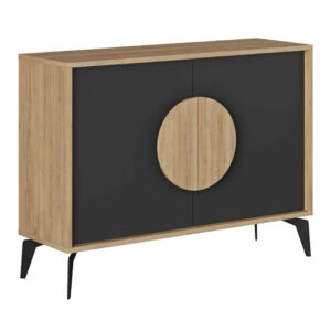 Μπουφές Gora Megapap χρώμα sapphire oak - silky black 110x40x82εκ.