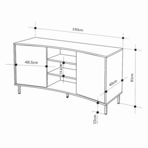 Μπουφές Frem Megapap χρώμα ash green 150x40x81εκ.