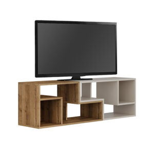 Έπιπλο τηλεόρασης Glis Megapap πολυμορφικό χρώμα ανοιχτό καρυδί - sandstone 145x35x44,8εκ.