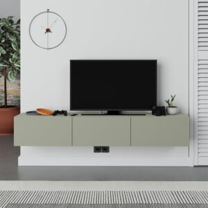 Έπιπλο τηλεόρασης επιτοίχιο Francy Megapap χρώμα ash green 180x30x30εκ.