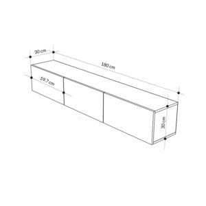 Έπιπλο τηλεόρασης επιτοίχιο Francy Megapap χρώμα ash green 180x30x30εκ.