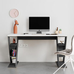 Γραφείο εργασίας Papillon Megapap χρώμα ανθρακί - λευκό 137x60x75εκ