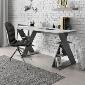 Γραφείο εργασίας Papillon Megapap χρώμα ανθρακί - λευκό 137x60x75εκ