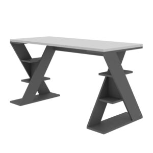Γραφείο εργασίας Papillon Megapap χρώμα ανθρακί - λευκό 137x60x75εκ