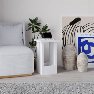 Τραπεζάκι βοηθητικό Tasos Megapap χρώμα λευκό 30x30x50,3εκ.