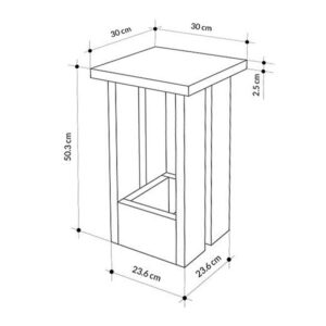Τραπεζάκι βοηθητικό Tasos Megapap χρώμα λευκό 30x30x50,3εκ.