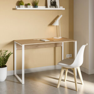 Γραφείο εργασίας Inna Megapap χρώμα sapphire oak - λευκό 100x60x75εκ.