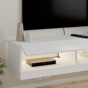 Έπιπλο τηλεόρασης επιτοίχιο Moon Megapap με LED χρώμα λευκό 120x33,8x30εκ.