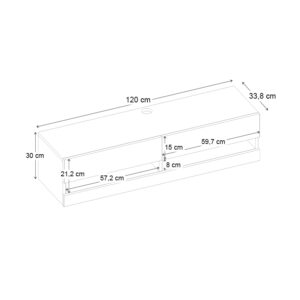 Έπιπλο τηλεόρασης επιτοίχιο Moon Megapap με LED χρώμα γκρι ρετρό 120x33,8x30εκ.