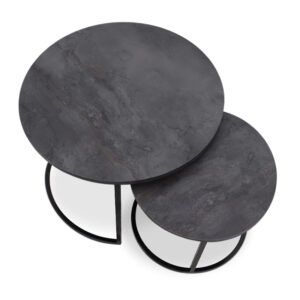 Τραπεζάκι σαλονιού σετ 2 τμχ Gary Megapap Mdf - μεταλλικό χρώμα σκούρο γκρι σκυροδέματος 65x65x44εκ.