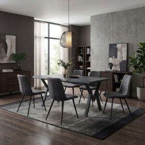 Τραπέζι Walter Megapap Mdf - μεταλλικό χρώμα σκούρο γκρι σκυροδέματος 160x80x75εκ.