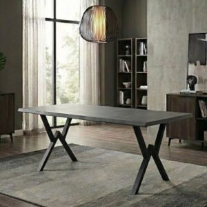 Τραπέζι Walter Megapap Mdf - μεταλλικό χρώμα σκούρο γκρι σκυροδέματος 200x100x75εκ.
