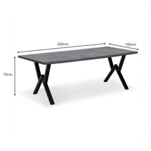 Τραπέζι Walter Megapap Mdf - μεταλλικό χρώμα σκούρο γκρι σκυροδέματος 200x100x75εκ.