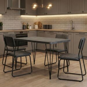 Τραπέζι Roger Megapap Mdf - μεταλλικό χρώμα σκούρο γκρι σκυροδέματος 120x70x75εκ.