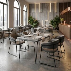 Τραπέζι Roger Megapap Mdf - μεταλλικό χρώμα σκούρο γκρι σκυροδέματος 120x70x75εκ.