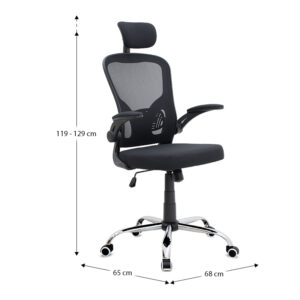 Καρέκλα γραφείου διευθυντική Falcon Megapap με ύφασμα Mesh χρώμα μαύρο 68x65x119/129εκ.