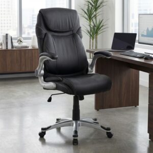 Καρέκλα γραφείου διευθυντική Gustavo Megapap από τεχνόδερμα χρώμα μαύρο 69x65x116/126εκ.