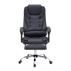 Καρέκλα γραφείου διευθυντική Daria Megapap με υποπόδιο από τεχνόδερμα χρώμα μαύρο 65x65x117/127εκ.