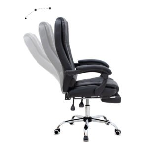 Καρέκλα γραφείου διευθυντική Daria Megapap με υποπόδιο από τεχνόδερμα χρώμα μαύρο 65x65x117/127εκ.