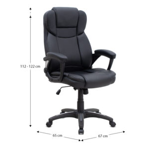 Καρέκλα γραφείου διευθυντική Morgan Megapap από τεχνόδερμα χρώμα μαύρο 67x65x112/122εκ.