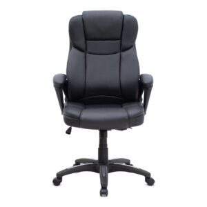 Καρέκλα γραφείου διευθυντική Morgan Megapap από τεχνόδερμα χρώμα μαύρο 67x65x112/122εκ.