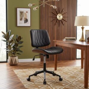 Καρέκλα γραφείου Corina Megapap από τεχνόδερμα χρώμα μαύρο 60x65x82/92εκ.