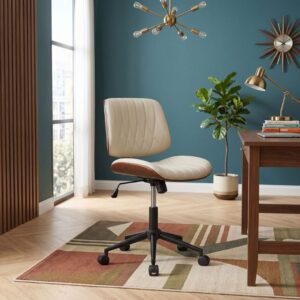 Καρέκλα γραφείου Corina Megapap από τεχνόδερμα χρώμα ανοιχτό μπεζ 60x65x82/92εκ.