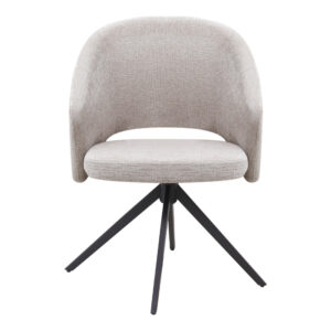 Πολυθρόνα τραπεζαρίας Milano Megapap περιστρεφόμενη χρώμα ανοιχτό μπεζ ύφασμα - μεταλλικό μαύρο πόδι 64x64x83εκ.