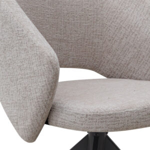 Πολυθρόνα τραπεζαρίας Milano Megapap περιστρεφόμενη χρώμα ανοιχτό μπεζ ύφασμα - μεταλλικό μαύρο πόδι 64x64x83εκ.