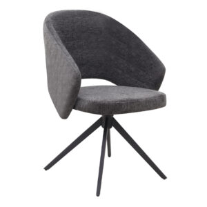 Πολυθρόνα τραπεζαρίας Milano Megapap περιστρεφόμενη χρώμα ανθρακί ύφασμα - μεταλλικό μαύρο πόδι 64x64x83εκ.