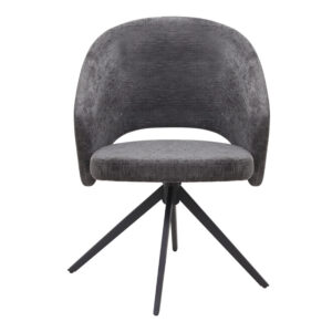 Πολυθρόνα τραπεζαρίας Milano Megapap περιστρεφόμενη χρώμα ανθρακί ύφασμα - μεταλλικό μαύρο πόδι 64x64x83εκ.